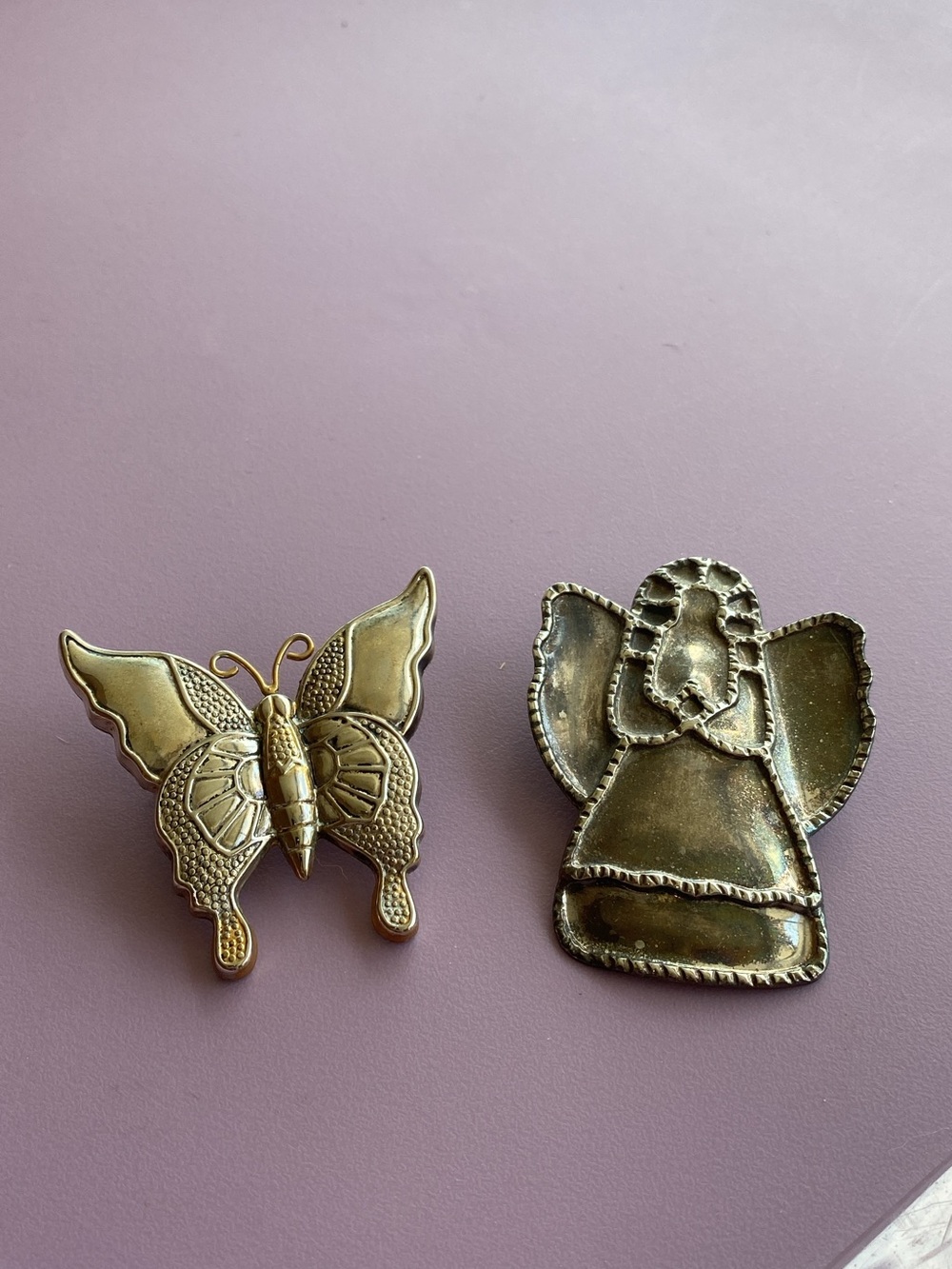 Brass Butterfly and Angel Decorative Accents - Brass Finish